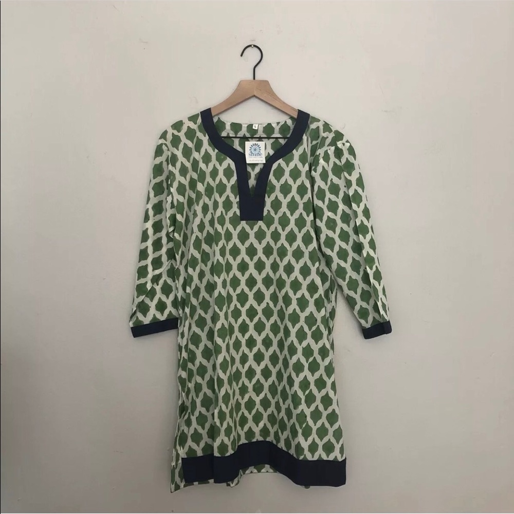 Shine Collection Green & White Tunic Cover Up